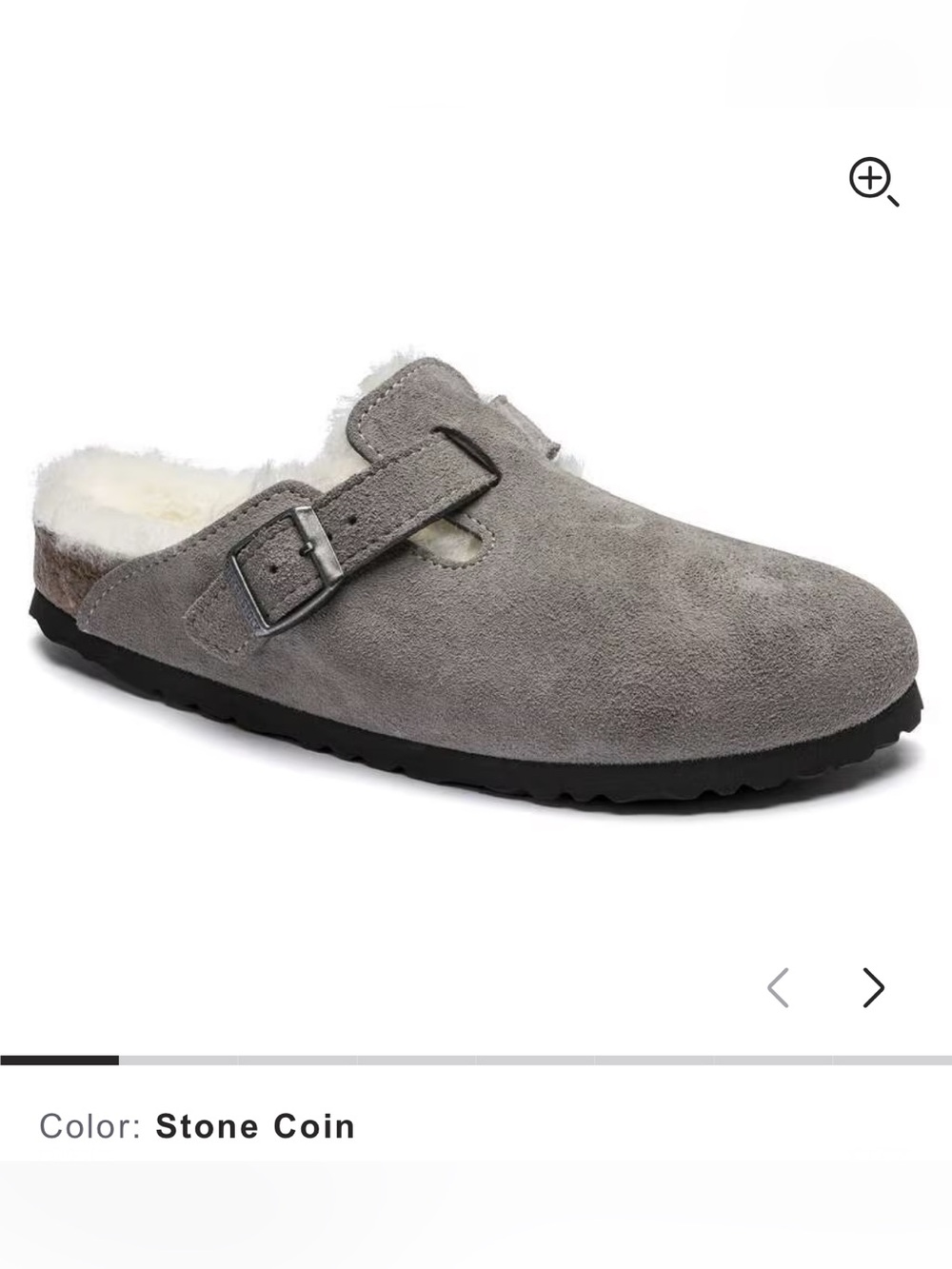 Men’s EU 44 / US 11-11.5 Stone Suede Shearling Lined Buckle Clog BIRKENSTOCK
